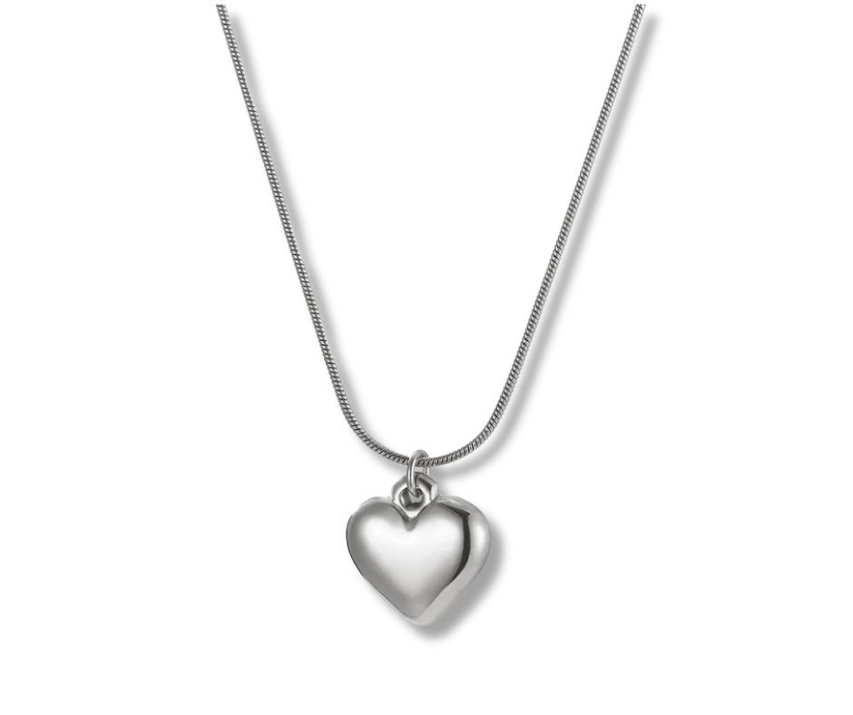 Collar corazón globo plata