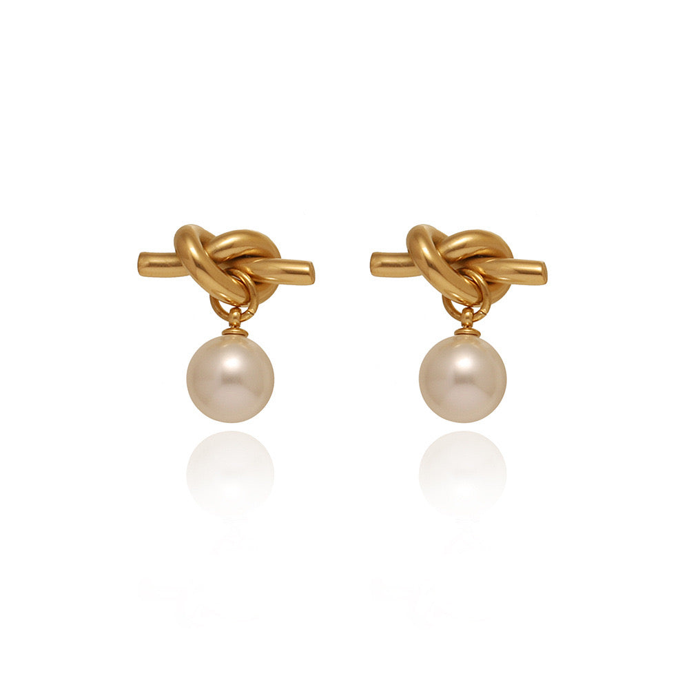 Aretes nudo de perla