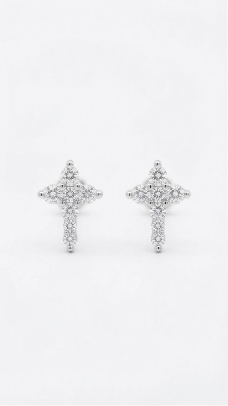 Aretes cruz plata