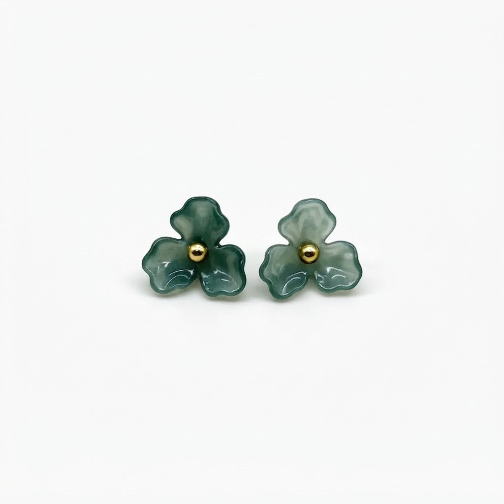 Aretes flor verde