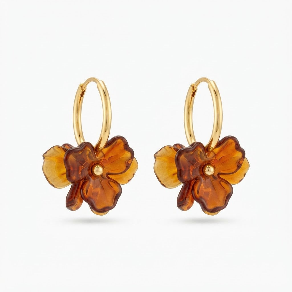 Aretes Flor café