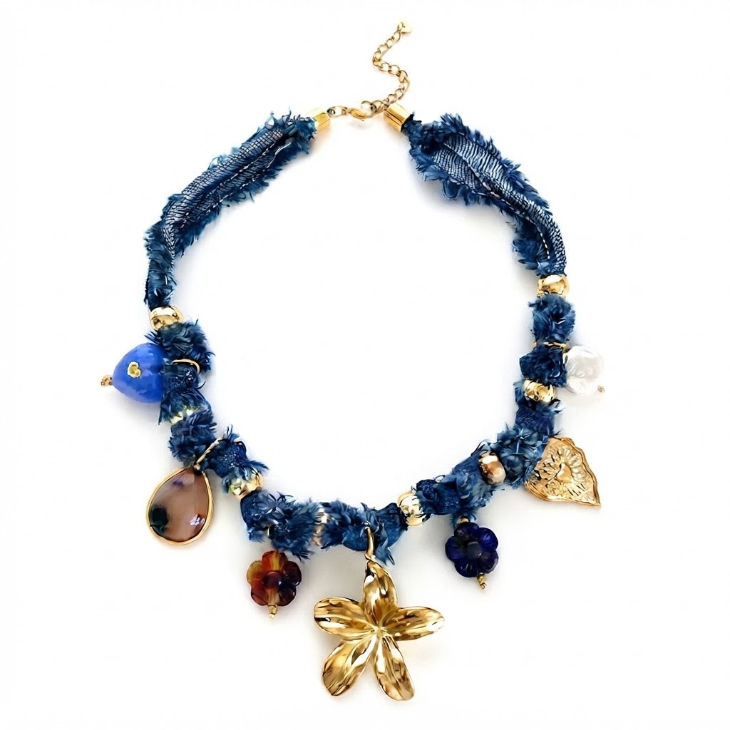 Collar Mezclilla Flor