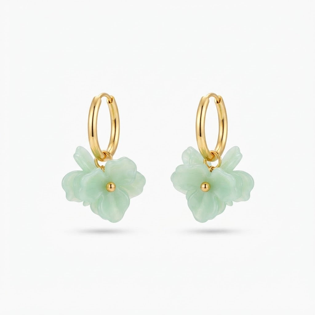 Aretes Flor verde