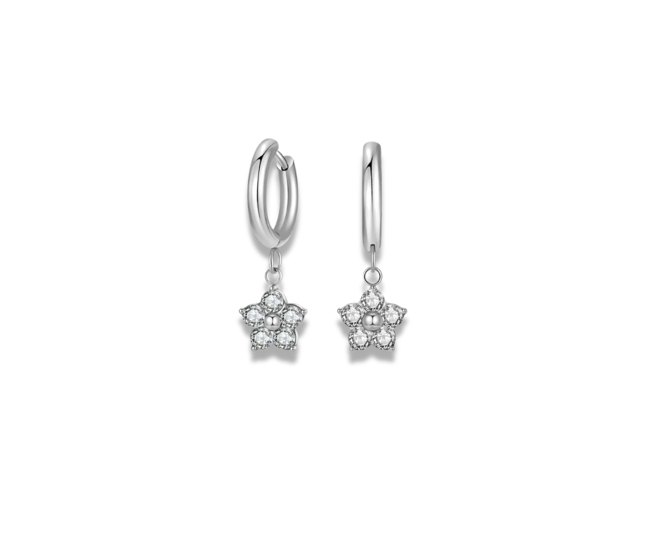 Arracadas Flor plata
