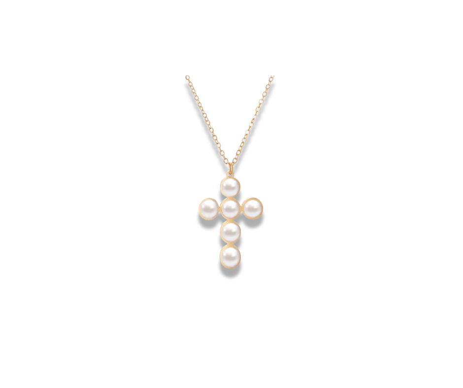 Collar cruz de perla
