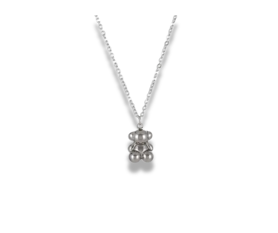 Collar oso plateado