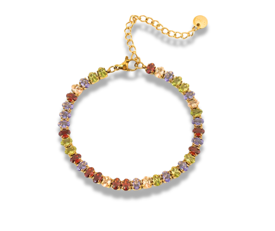 Pulsera cristal ovalado multicolor