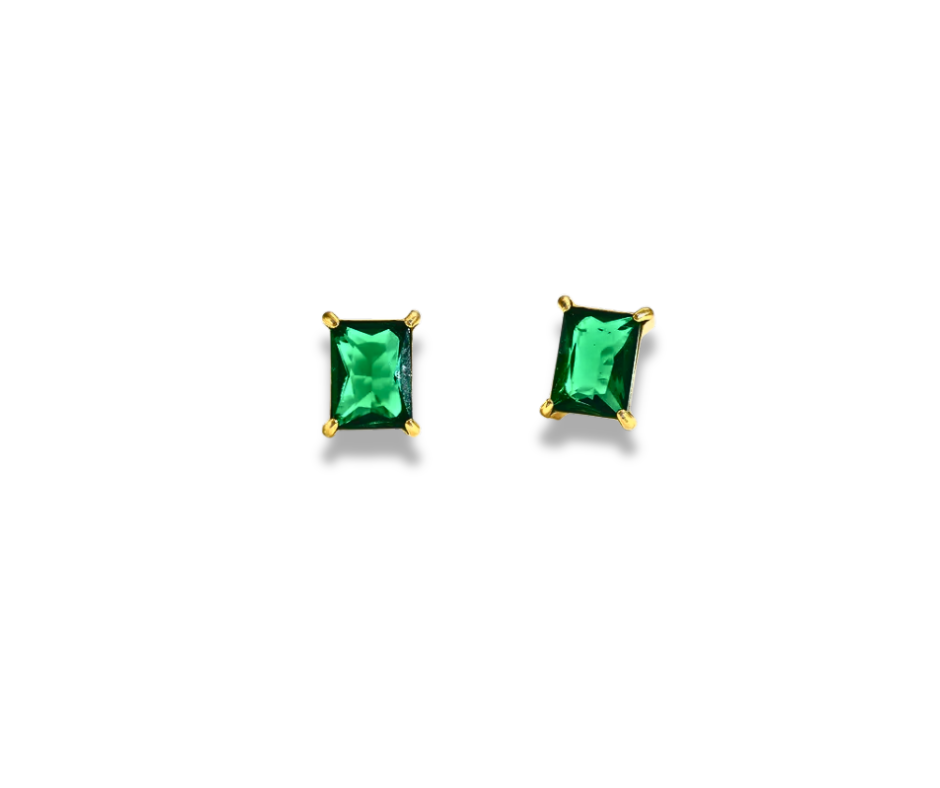 Aretes rectangular verde