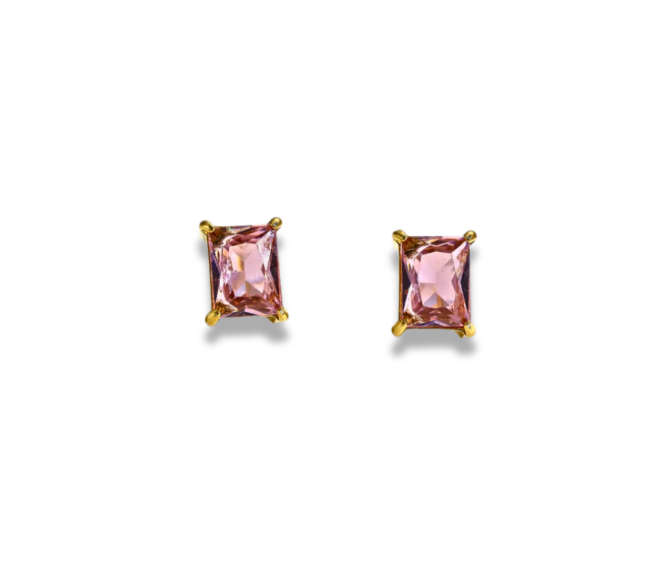 Aretes rectangular rosa