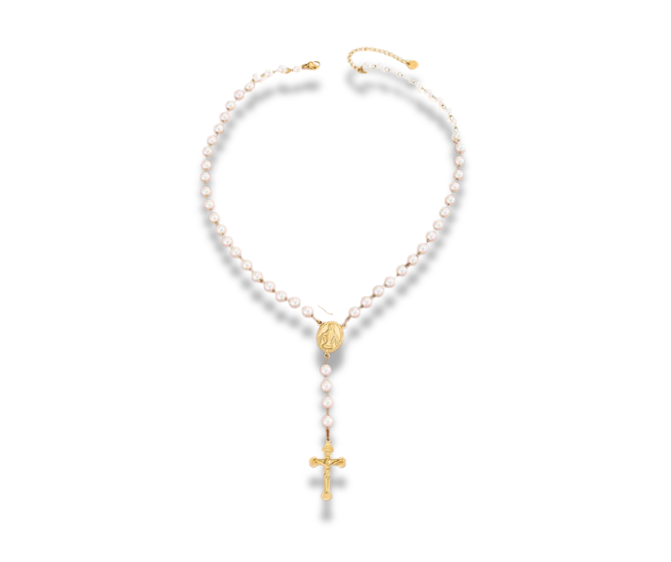 Collar rosario de perlas
