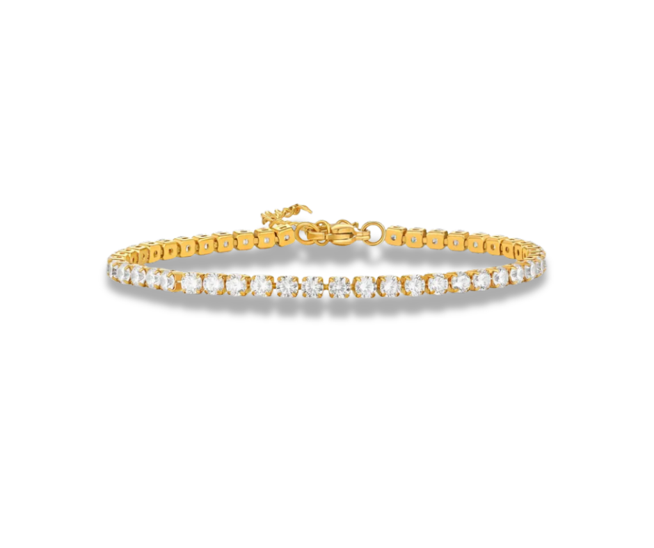 Pulsera de tenis 3mm dorado