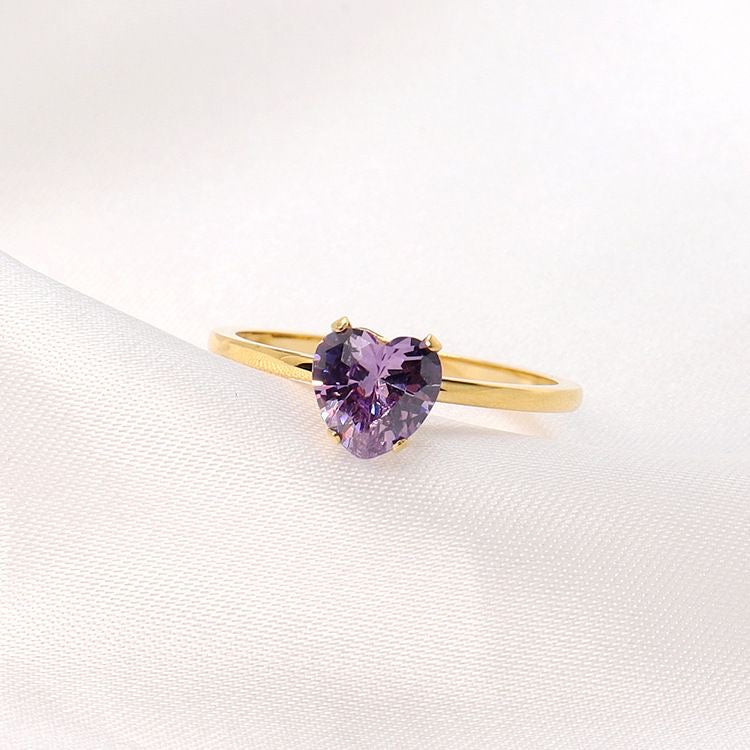 Anillo corazón violeta