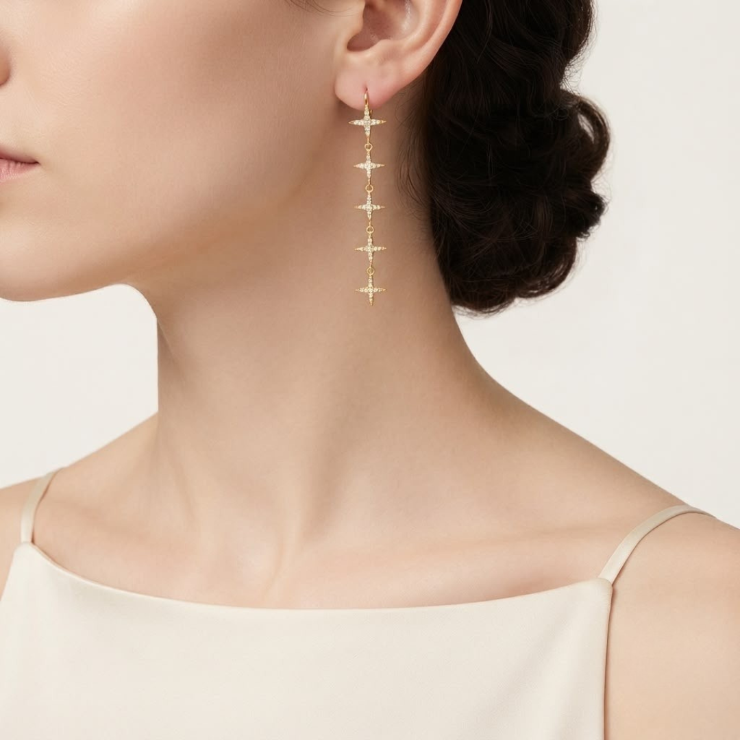 Aretes largos estrellas