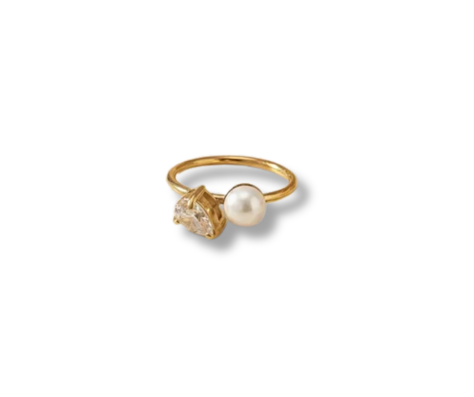 Anillo gota y perla