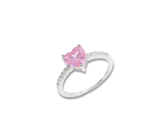 Anillo corazón rosa