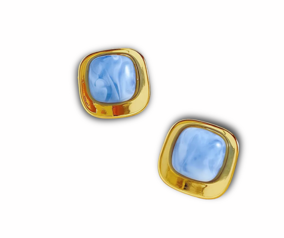 Aretes cuadro azul