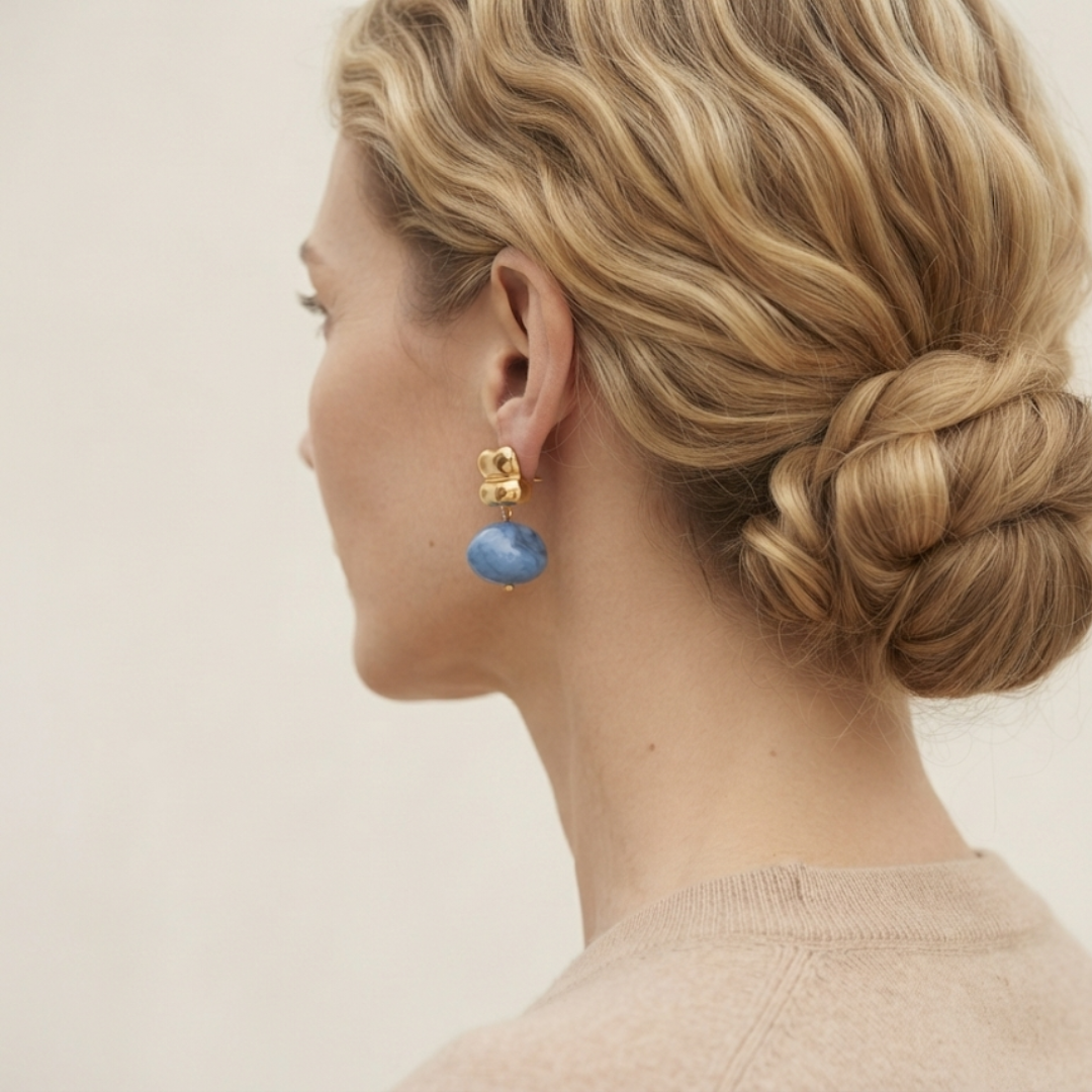 Aretes Gardenia azul