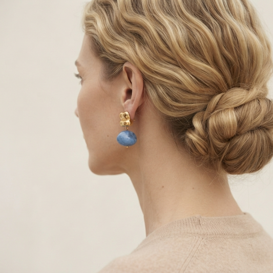 Aretes Gardenia azul