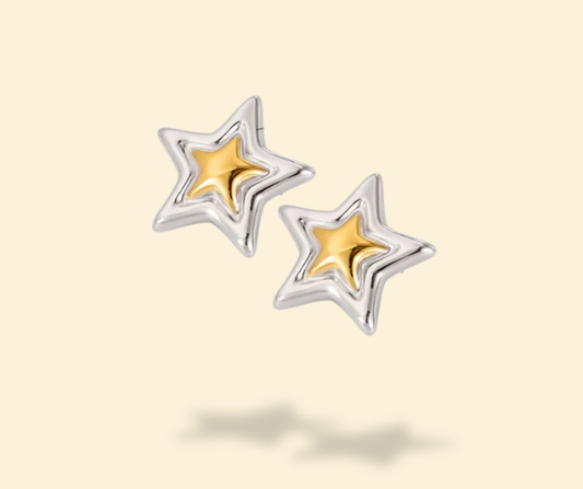 Aretes estrella bicolor
