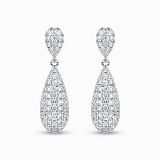 Aretes gota plateada