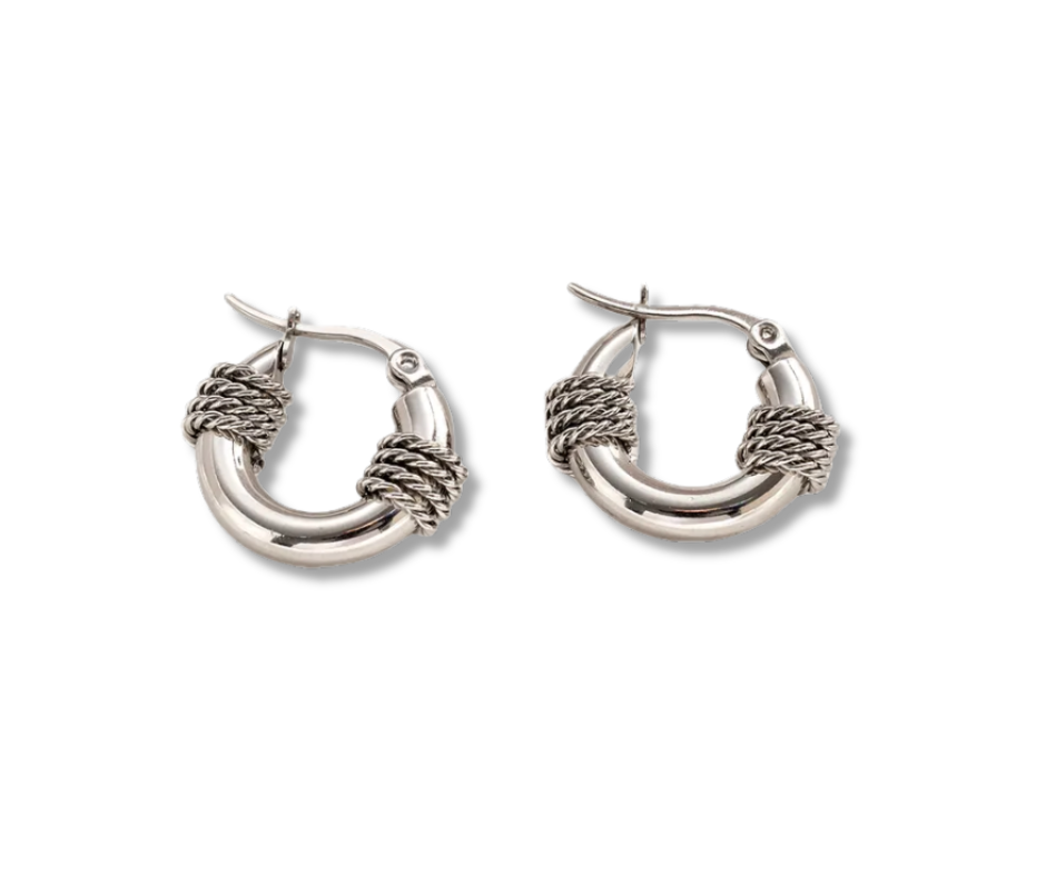 Arracadas lazo plateado