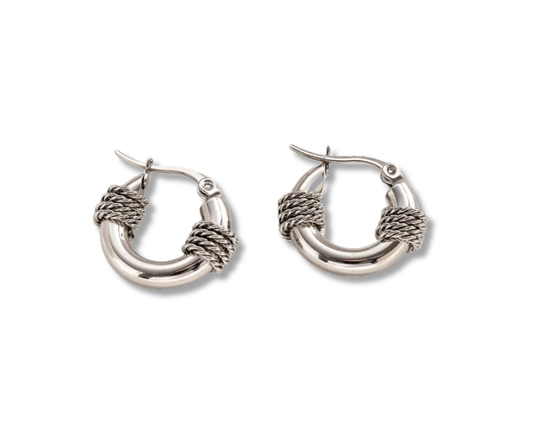 Arracadas lazo plateado