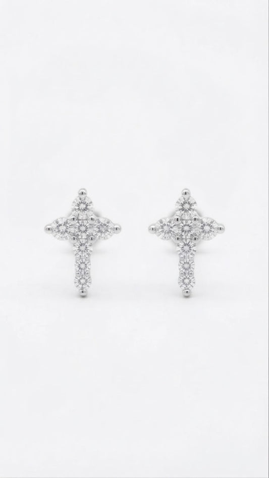 Aretes cruz plata