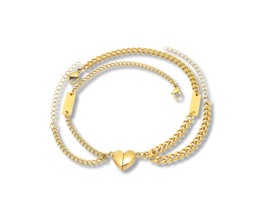 Set de pulseras corazón dorado