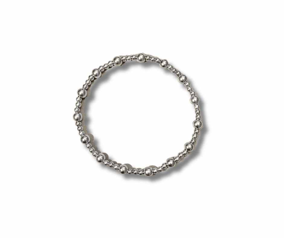 Pulsera balines mixta plateada