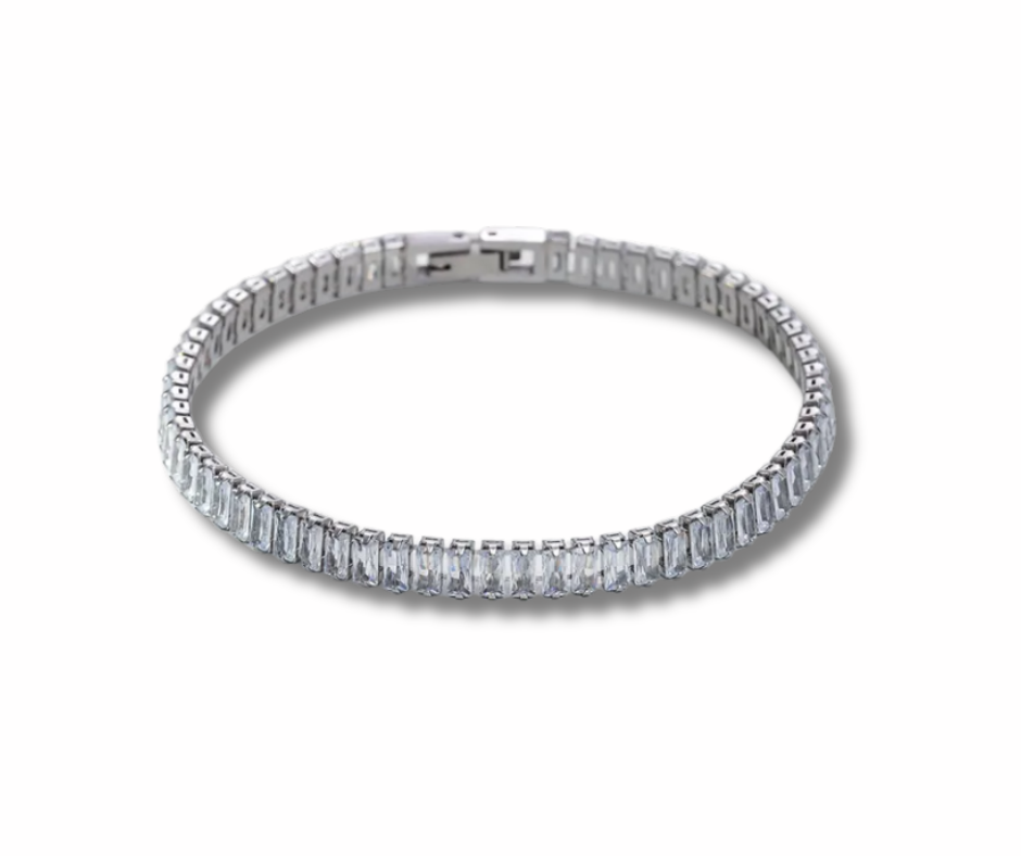 Pulsera cristal baguette plateada