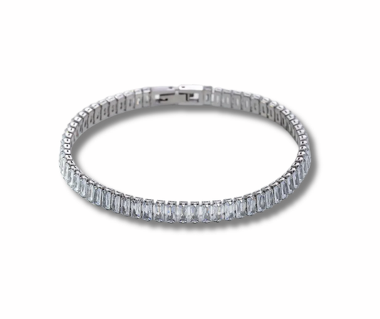 Pulsera cristal baguette plateada