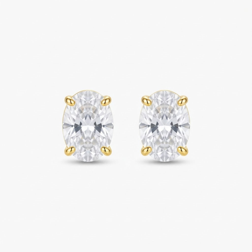 Aretes zirconia ovalada