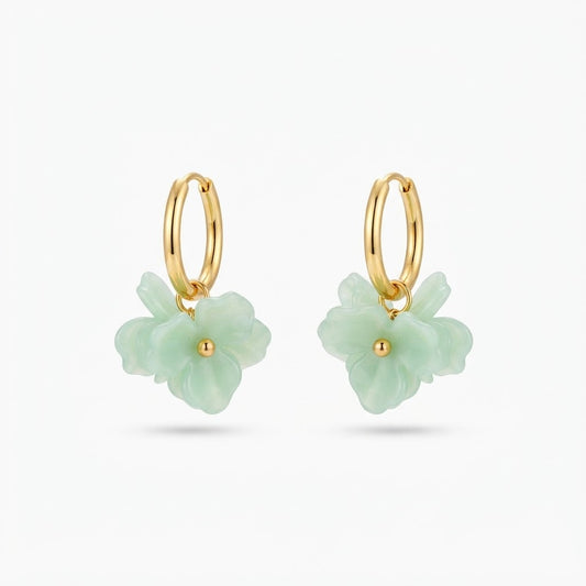 Aretes Flor verde