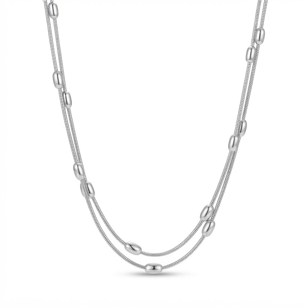 Collar arroz largo plata