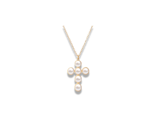 Collar cruz de perla