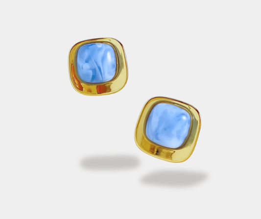 Aretes cuadro azul