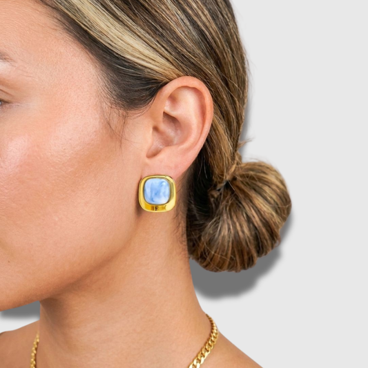 Aretes cuadro azul