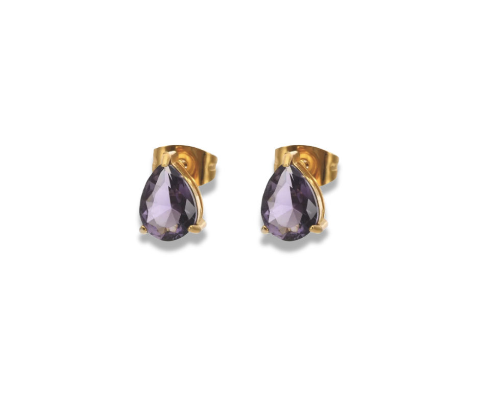 Aretes gota morada