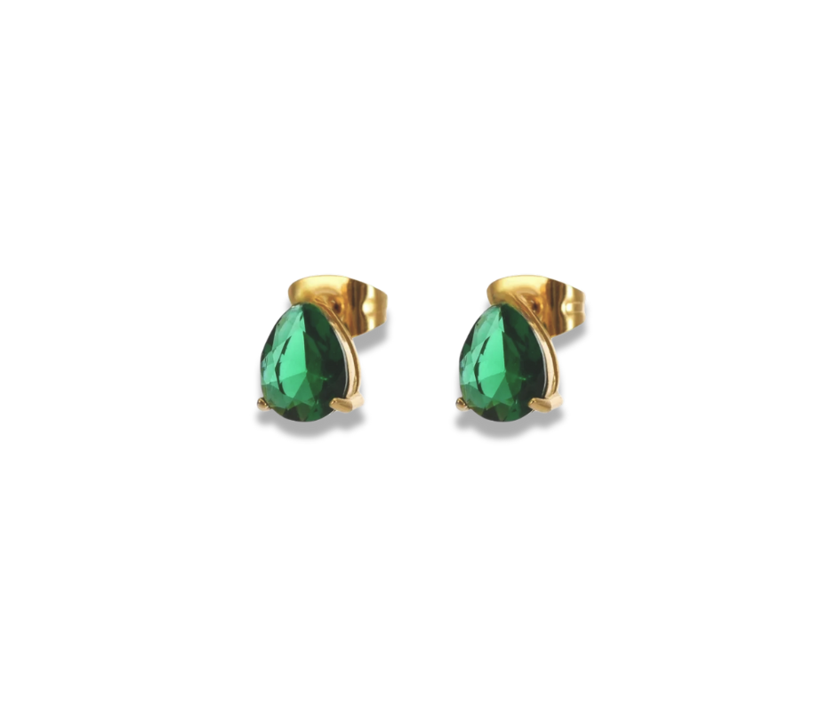Aretes gota verde