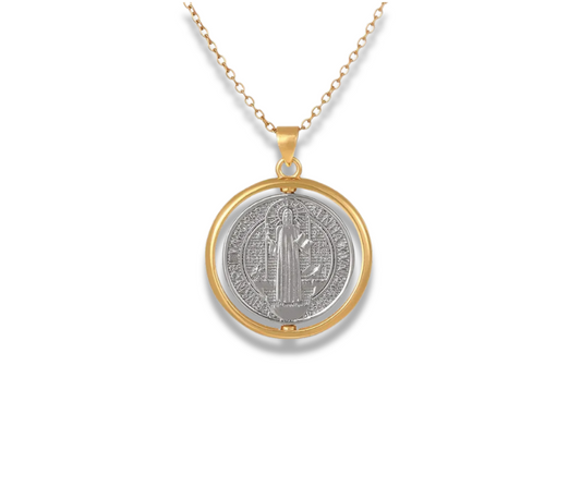 Collar Medalla San Benito bicolor