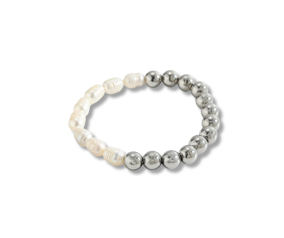 Pulsera mix plata y perlas