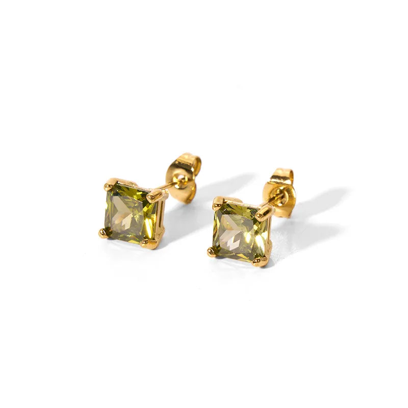 Aretes cuadrados olivo