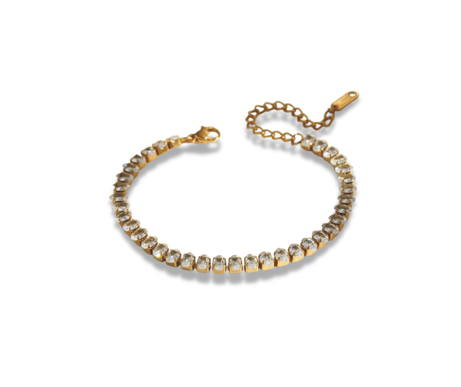 Pulsera de cristal ovalado con broche