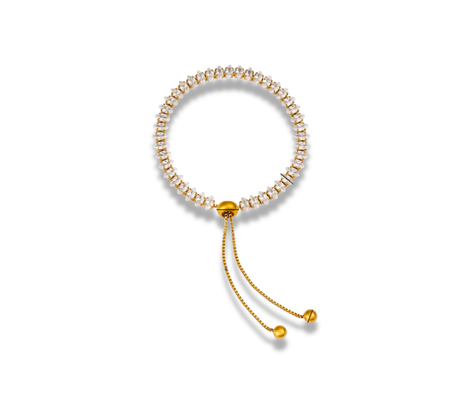 Pulsera cristal ovalado dorada ajustable