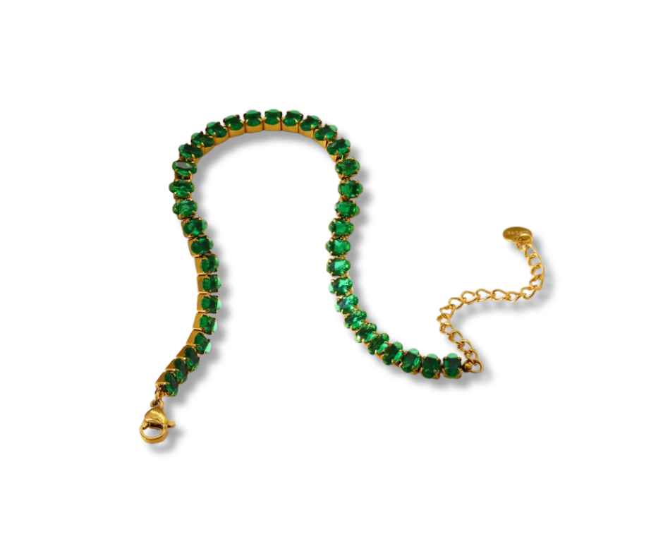 Pulsera cristal ovalado verde