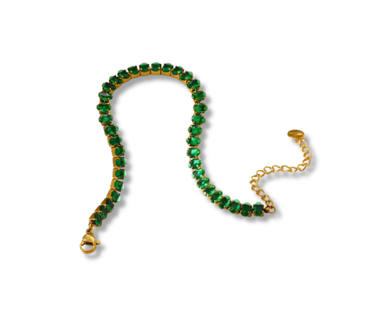 Pulsera cristal ovalado verde