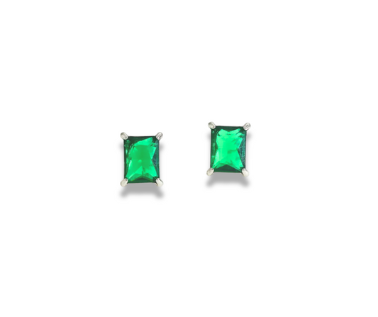 Aretes rectangular verde/plata