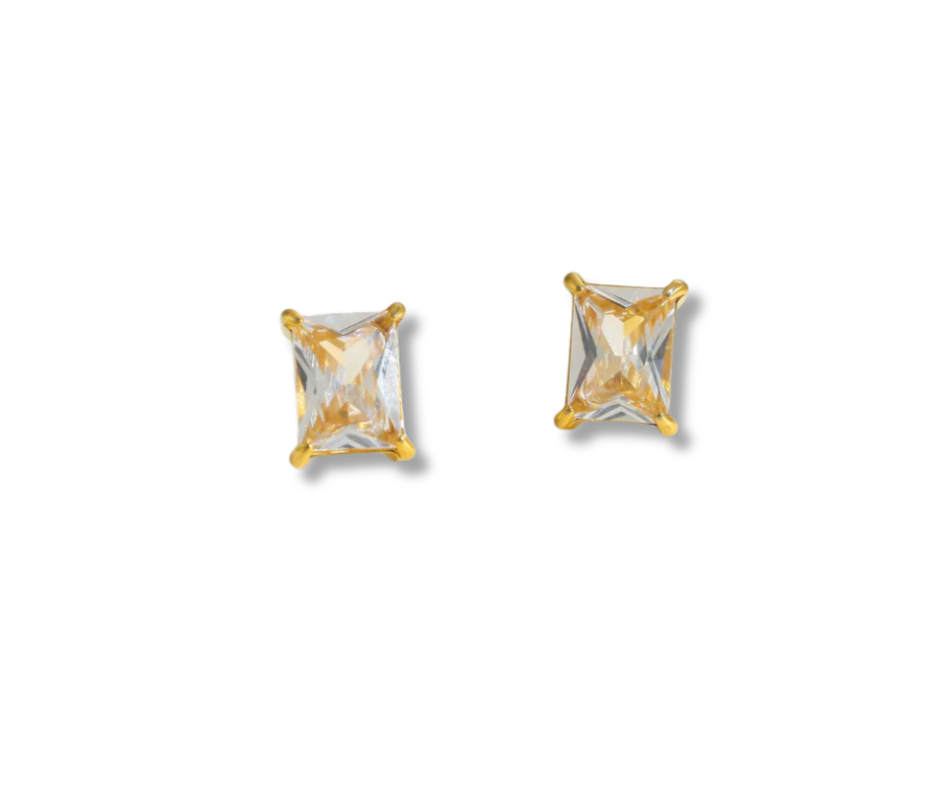 Aretes rectangular dorado