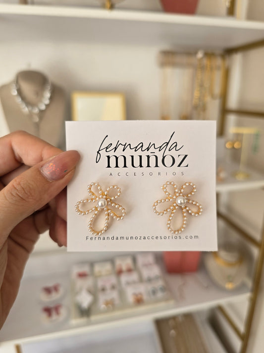 Aretes Flor de perlas