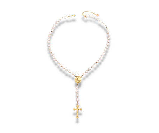 Collar rosario de perlas